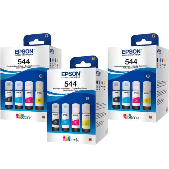 Imagem de kit 12 Garrafa de tintas T544 para impressora L5190, L3250