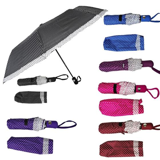 Imagem de kit 12 Guarda Chuva Feminino Abre Automático 35cm Cabe Na Bolsa Colorida Resistente Contra Vento