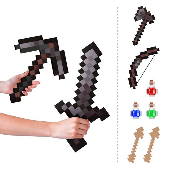 Imagem de Kit 12 Itens Pixel Netherite Espada Picareta