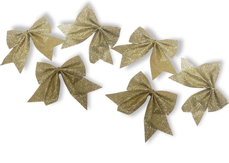 Kit 12 Laços Dourado Com Glitter Enfeite De Árvore De Natal - Top Natal -  Enfeites para Árvore de Natal - Magazine Luiza