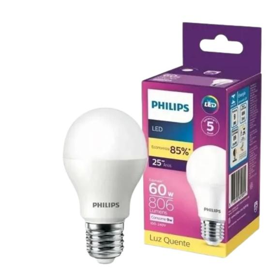 Imagem de Kit 12 Lampadas Led Bulbo 9W 806Lm Bivolt Philips