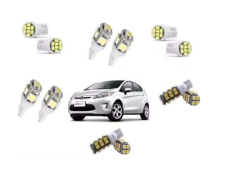 Imagem de Kit 12 Lâmpadas Led Pingo Teto Placa Re Ford New Fiesta