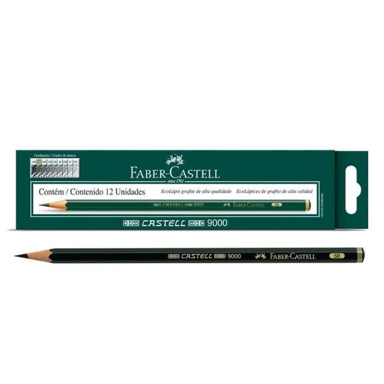 Imagem de Kit 12 Lápis 9000 Grafite Desenho 5b Faber Castell Técnico Escolar