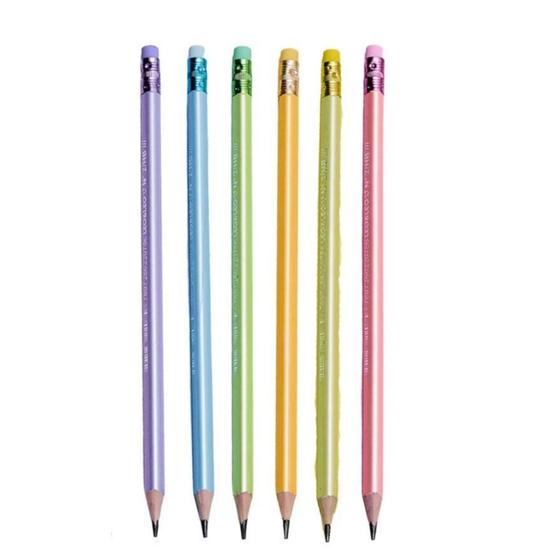 Imagem de Kit 12 Lápis Preto Pastel com Borracha perolado Leo e Leo HB