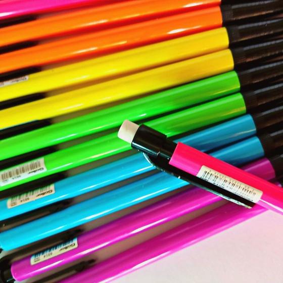 Imagem de Kit 12 lapiseiras 0.7mm neon com borracha papelaria. escolar