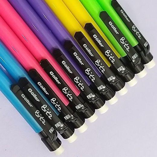 Imagem de Kit 12 lapiseiras 0.7mm neon com borracha papelaria