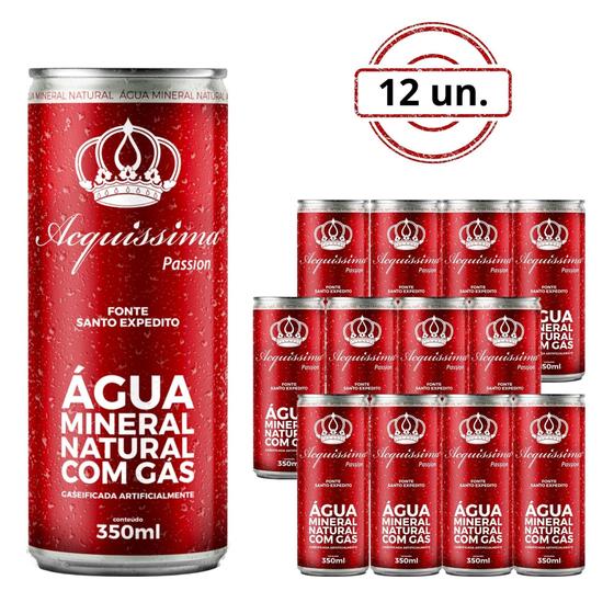 Imagem de Kit 12 Latas Agua Com Gas Acquissima Passion 350 Ml