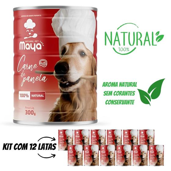 Imagem de Kit 12 Latas Ração Úmida Natural Cachorro Pet Chef Maia 300g