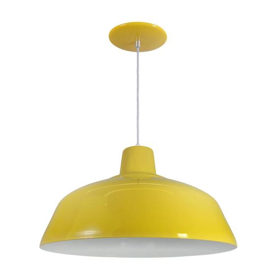 Imagem de Kit 12 Luminária Pendente Retro 34cm Com Interior Branco Brilho Com Fiação 110/220v