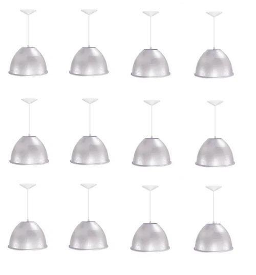 Kit 12 Luminária Prismática Pendente 12 Polegadas Reforçada Ilux