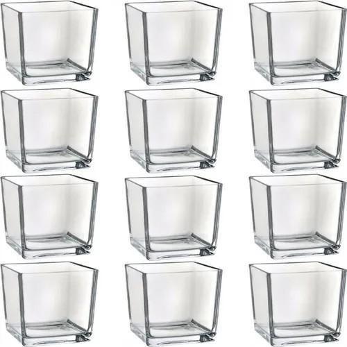 Imagem de Kit 12 Mini Vaso De Vidro Castiçal Porta Vela De Mesa 300 Ml