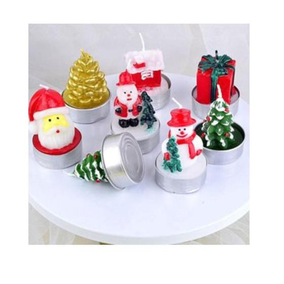 Imagem de Kit 12 Mini Velas Decorativas De Natal Papai Noel Decoração