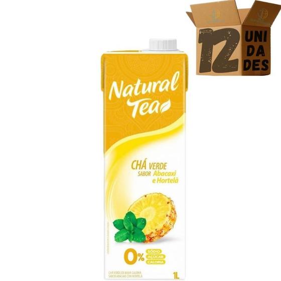 Imagem de Kit 12 Natural Tea Chá Verde Abacaxi com Hortelã 1 Litro