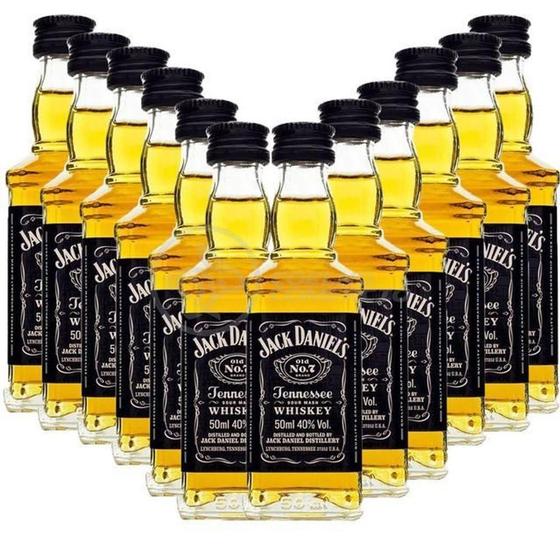 Imagem de Kit 12 Padrinhos Casamento Mini Whisky Jack Daniels 50Ml