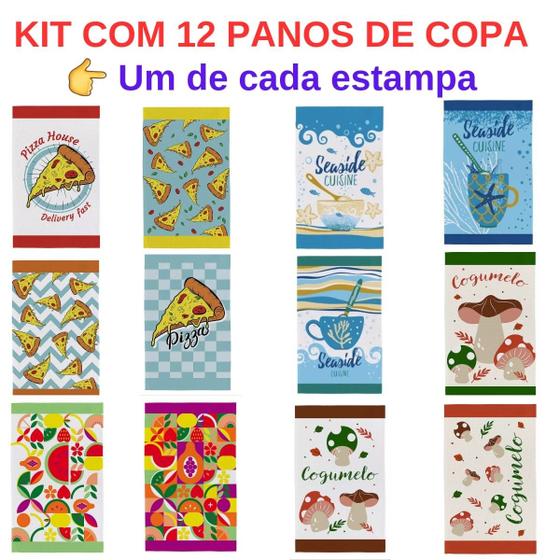 Imagem de Kit 12 Panos De Copa Felp Teka Primore 100% Algodão 40x65cm