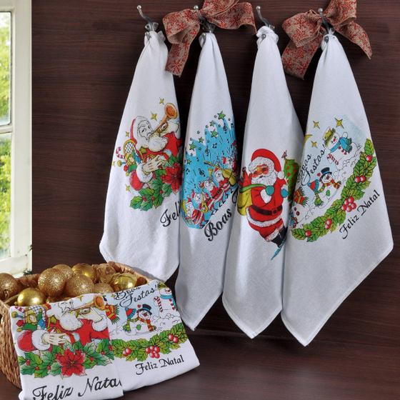 Kit 12 Panos De Natal Atoalhado 52Cm X 75Cm 100% Algodão Sortido - Panosul Menor preço em Kit 12 Panos De Natal Atoalhado 52Cm X 75Cm 100% Algodão Sortido - Panosul