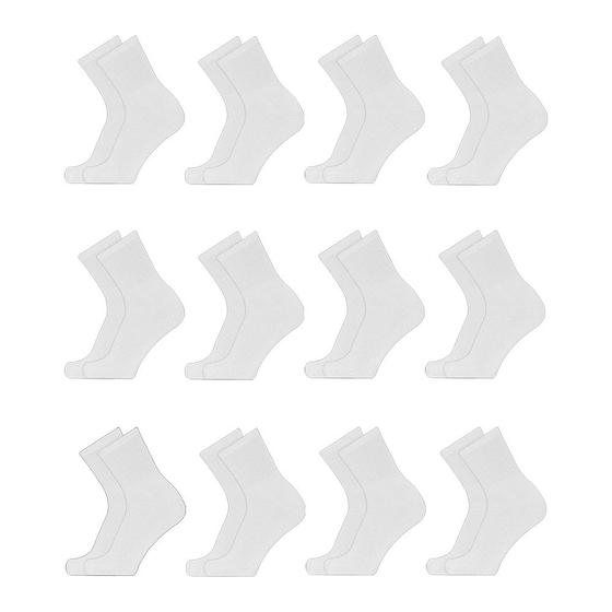 Imagem de Kit 12 Pares de Meias Cano Médio Algodão Branca M10