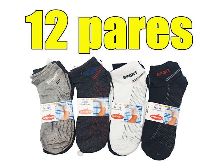 Imagem de Kit 12 Pares Meia Soquete Cano Curto Sport