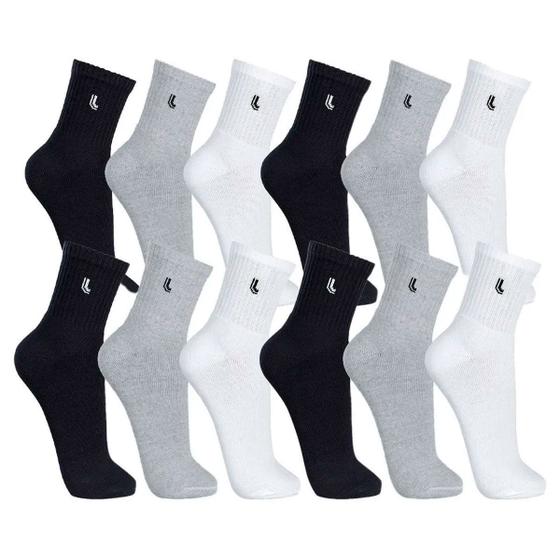 Imagem de Kit 12 Pares Meias Lupo Masculina Cano Medio Algodão Walk