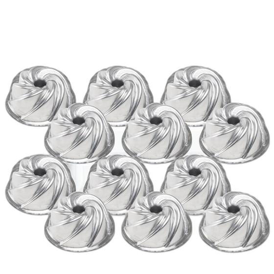 Imagem de Kit 12 Pçs Mini Forma Bolo Vulcão Pudim Suíça Alumínio