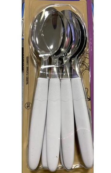 Imagem de Kit 12 peças de colheres de mesa aço inox cabo plástico ótima durabilidade