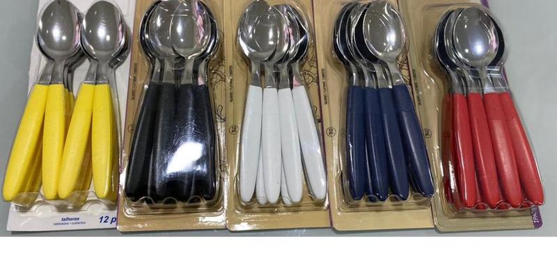 Imagem de Kit 12 peças de colheres de sopa inox cabo de plástico alta qualidade