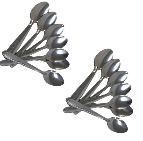 Imagem de Kit 12 Peças de Colheres para Mesa e Sopa em Aço Inox Ótima Qualidade