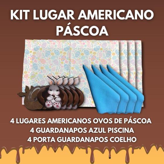 Imagem de Kit 12 Peças Mesa Posta Lugar americano+porta+guardanapo - Ovos de páscoa