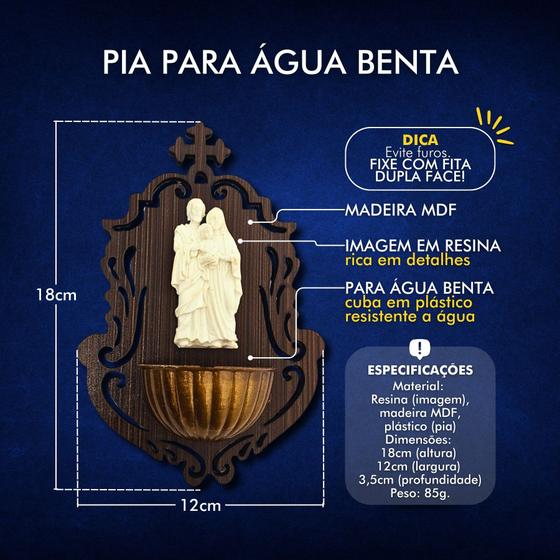 Imagem de Kit 12 Pia Água Benta Nossa Senhora Aparecida Resina Atacado