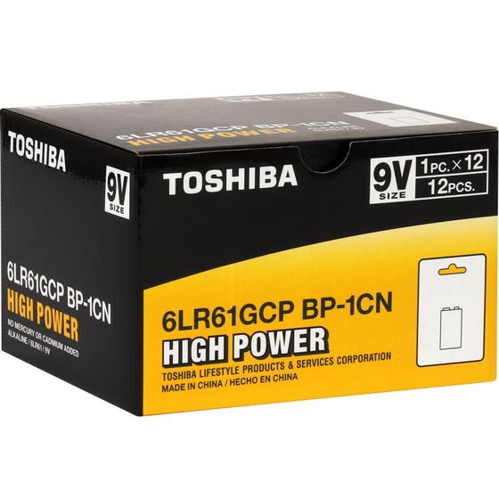 Imagem de Kit 12 Pilhas Bateria Alcalina Toshiba 9V High Power