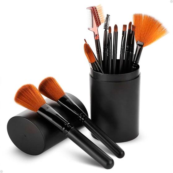 Imagem de Kit 12 Pincéis de Maquiagem Make Profissional Lorben com Necessaire em PVC