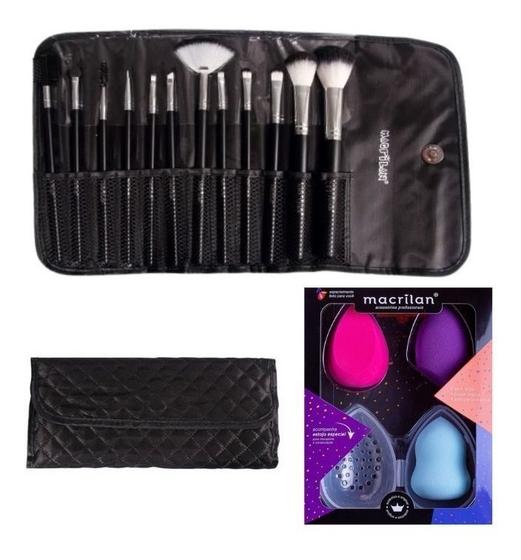 Imagem de Kit 12 Pincéis Macrilan Com Estojo E Trio Esponja Original