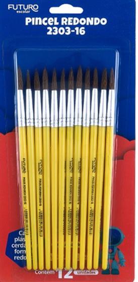 Imagem de Kit 12 pincéis redondo  material escolar novidade pratico basico