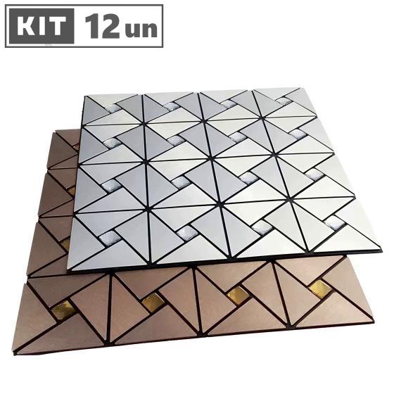 Imagem de Kit 12 Placas Pastilha Autoadesiva Decorativa 3D Lavável Cozinha Banheiro Lavabo 30x30cm