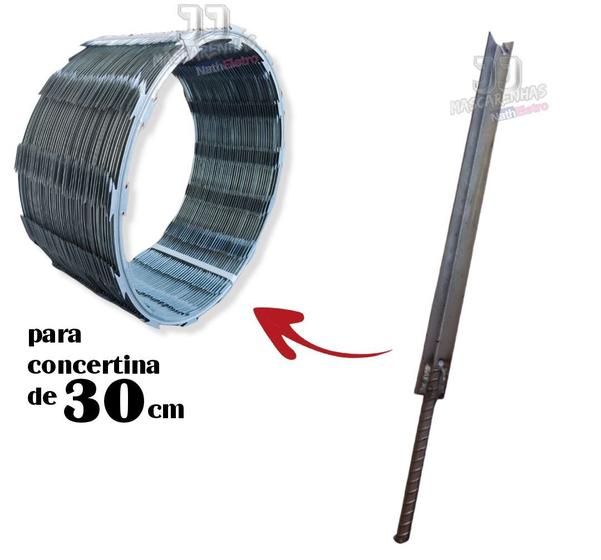 Imagem de Kit 12 Poste Galvanizada concertina 30cm concretar