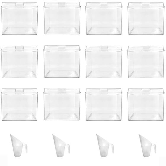 Imagem de Kit 12 Potes Acrílico Quadrado com Tampa 3,3l+ Conchas 100ml