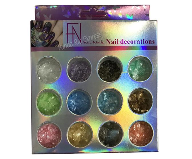 Imagem de Kit 12 Potes Com Glitter Para Encapsulamento Decoração De Unhas Fan Nails