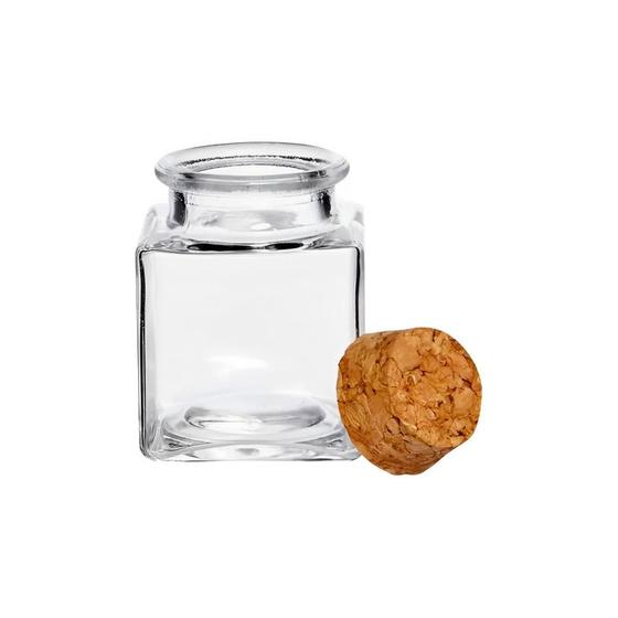 Imagem de Kit 12 Potes De Vidro Com Tampa De Rolha 50ml Lembrancinhas
