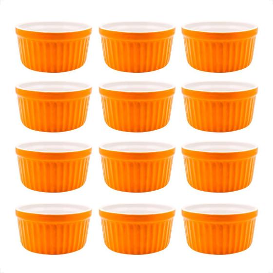 Imagem de Kit 12 Potinhos Laranja 77ml Porcelana Petisco Buffet Bares