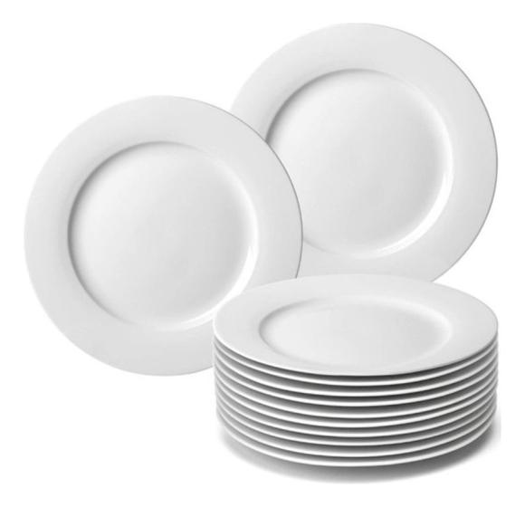 Kit 12 Pratos de Sobremesa Branco Doce Festa Melamina 20cm - SAKES