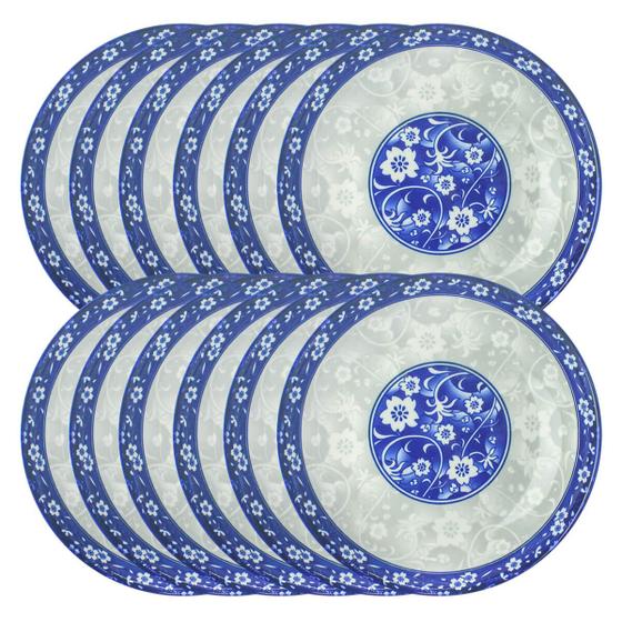 Kit 12 Pratos Fundos Blue Garden 19cm Lyor Menor preço em Kit 12 Pratos Fundos Blue Garden 19cm Lyor