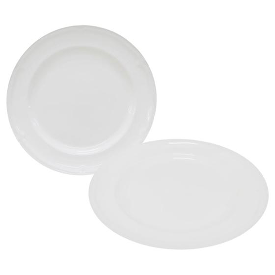 Imagem de Kit 12 Pratos Rasos Redondo Branco Premium de Melamina 26,5cm Leve Resistente - Bestfer