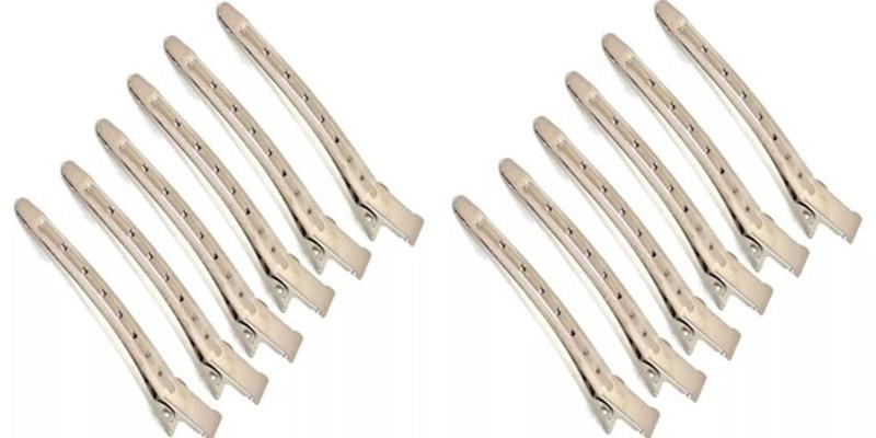 Imagem de Kit 12 Presilha Grampos Clips De Cabelo Aço Inoxidável Metal