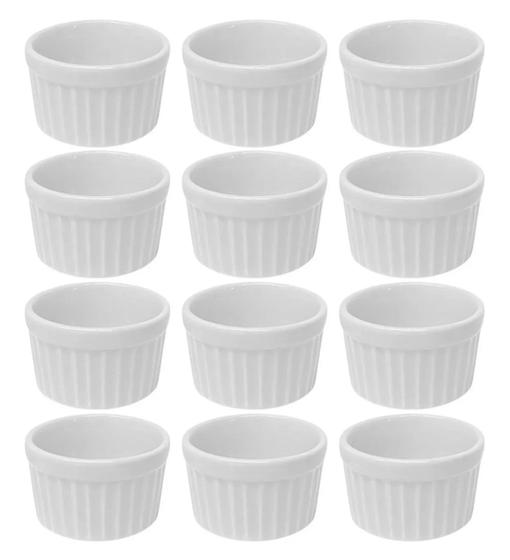 Imagem de Kit 12 Ramekin Cerâmica Branco 50ml Molheira Potinho