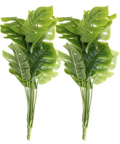 Imagem de Kit 12 Ramo Planta Artificial Decoração Costela De Adão 43cm