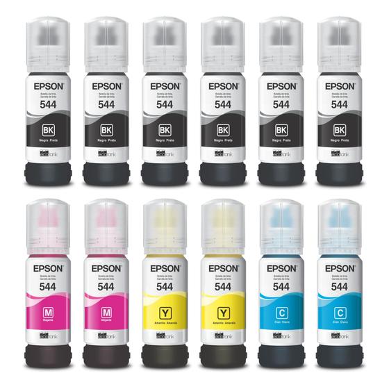 Imagem de Kit 12 refil tinta compativel para t544 l3110 l3250 l3150