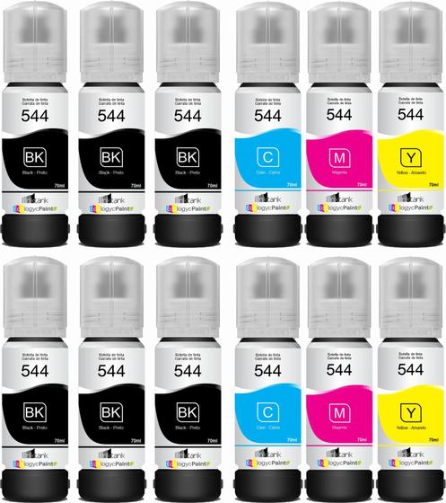 Imagem de Kit 12 Refil Tinta Para Epsonn T544 L3110 L3250 L3150 Tintas compatíveis