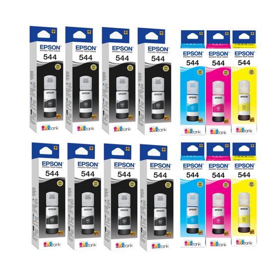 Imagem de Kit 12 Refil Tinta Para T544 L3110 6 BK 2 CADA COR