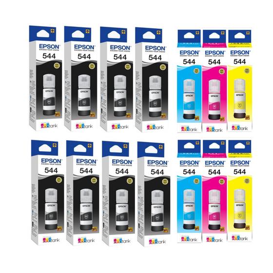 Imagem de Kit 12 Refil Tinta Para T544 L3110 L3150 L3250 Color