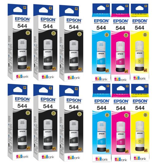 Kit 12 Refil Tinta Para T544 L3110 L3250 L3150 B Y C M Menor preço em Kit 12 Refil Tinta Para T544 L3110 L3250 L3150 B Y C M